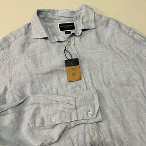 NWT Charles Tyrwhitt Men’s Medium Blue Classic Fit Linen Button Up Shirt Casual